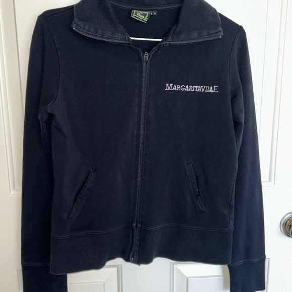 Maragritaville Black, Zip front, sweatshirt w/ Sparkly drink on back. Women’s S - Picture 2 of 4